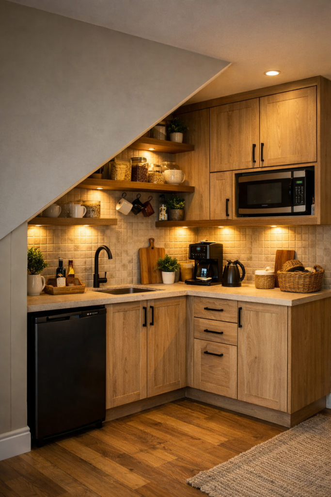 kitchen under stairs

