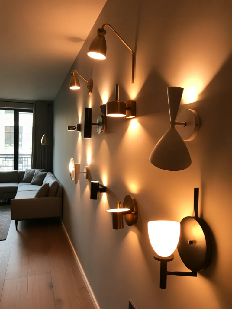 interior design with wall lights