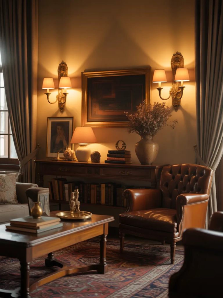 interior design with wall lights