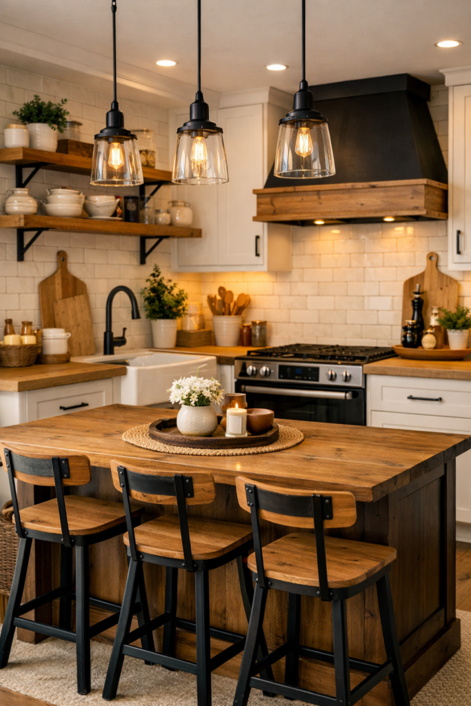 idées de cuisine de campagne chic.