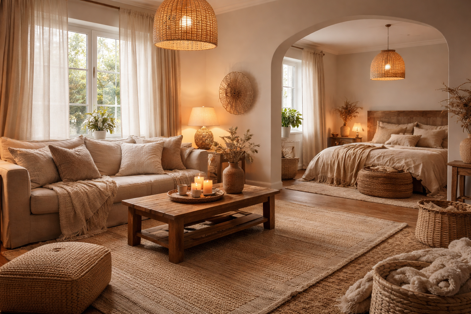 idées confortables avec des textiles naturels