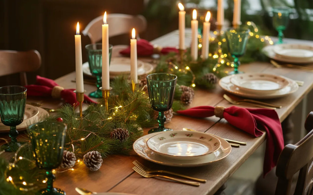 décorations de table de Noël chaleureuses