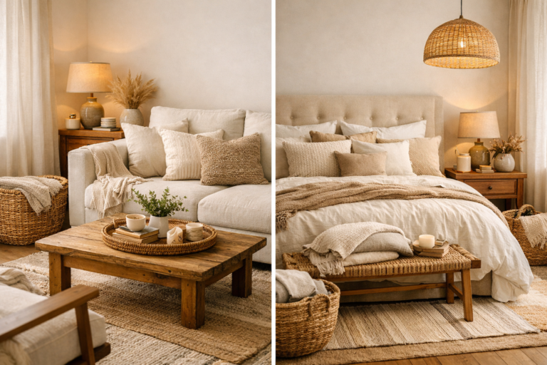 idées confortables avec des textiles naturels