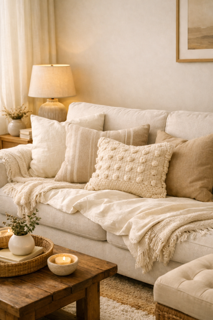 idées confortables avec des textiles naturels